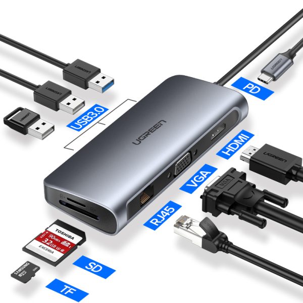 8 Ports Universal USB-C Hubs