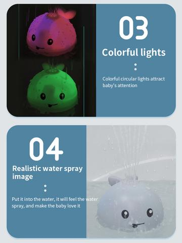 Funny Infant Bath Toys Baby Electric Induction Sprinkler Ball whale with Light Music Children Water Play Ball Bathing Kids